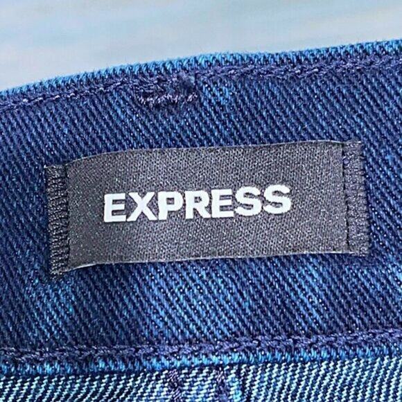 EXPRESS Super High Rise Balloon Leg Jeans Dark Wash Stretch Womens 12 - Picture 5 of 7